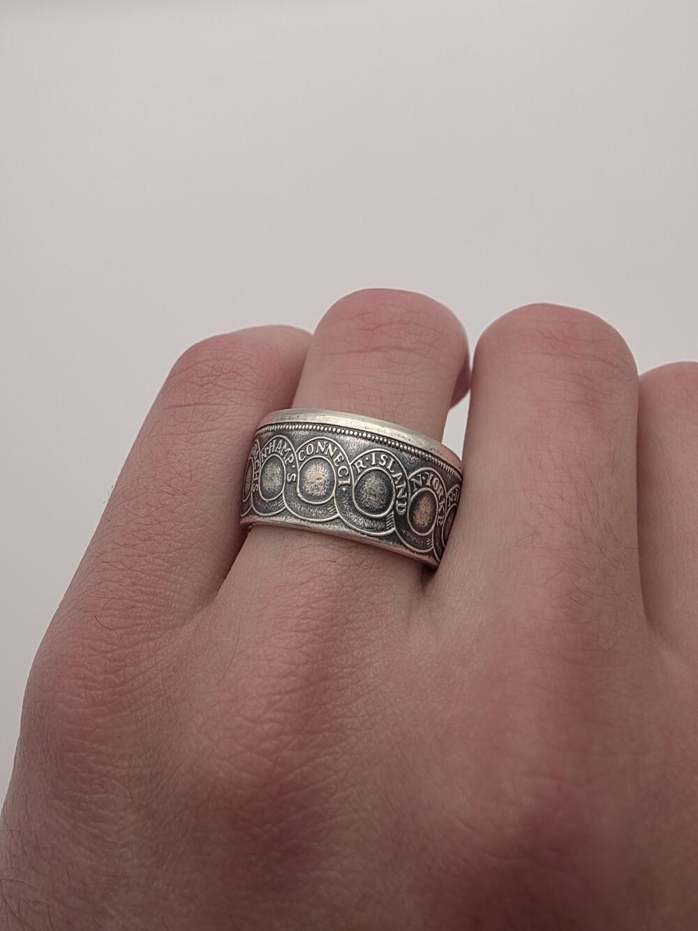 Coin Ring Made From A 99.9% Pure Silver Copy of the 1776 Continental Dollar